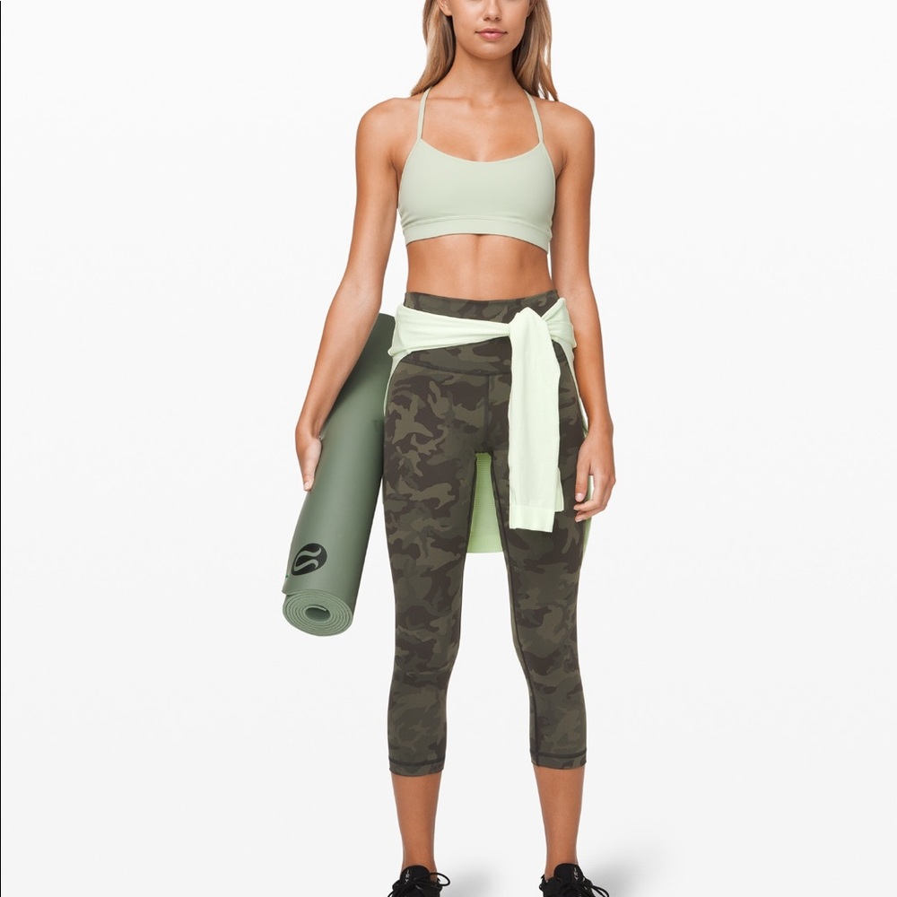 Lululemon wunder under HR crop 2 multi gator green